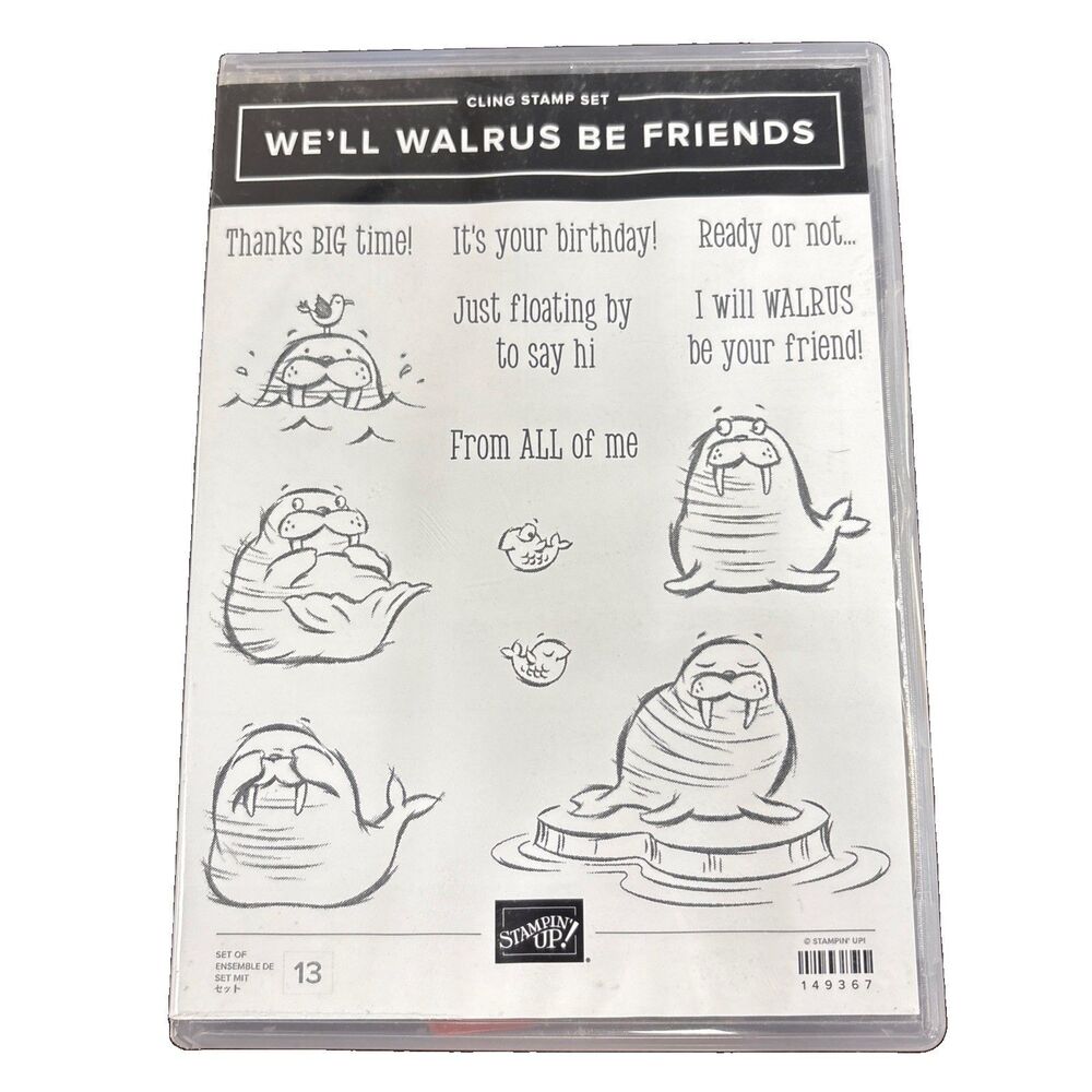 Stampin' Up! We'll Walrus Be Friends Cling Stamp Set 13 Pieces